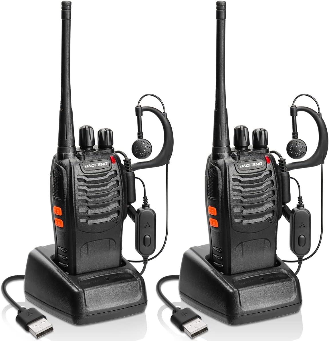 Baofeng – Walkie Talkies para adultos, cargador USB recargable de radio bidireccional de largo alcance con 1 cable de programación, 16 canales,
