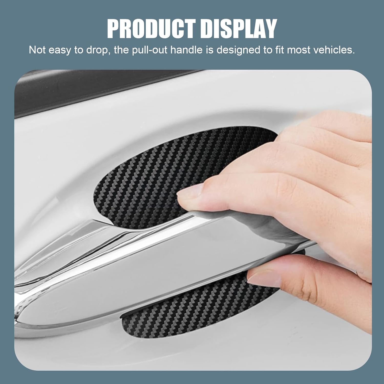 Pack-8 Car Door Bowl Handle Carbon Fiber Film, Car Door Handle Leather Anti-Scratch Protective Trim, Door Handle Cups Protective Film Side Sticker,