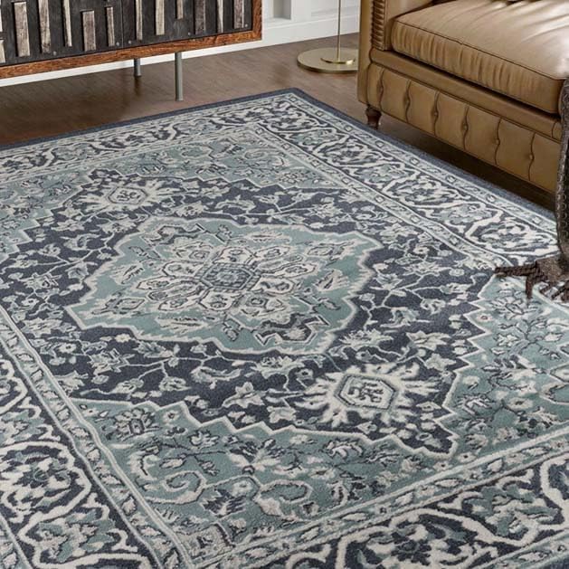 Superior Alfombra para interiores, respaldo de yute, medallón oriental tradicional, perfecta para pasillo, entrada, sala de estar, dormitorio,