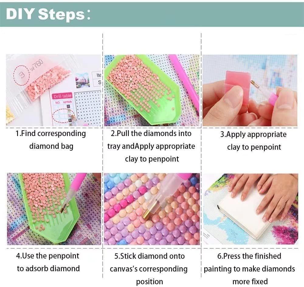 ZKOPAVS Kit de pintura de diamante por números, mariposas rosadas y flores para adultos y niños, pinturas bordadas para decoración de pared del