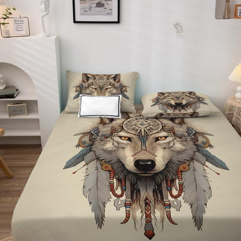VARAGO Wolf Sheets – Juego de sábanas y fundas de almohada, 100% microfibra, bolsillo profundo, incluye 1 sábana encimera, 1 sábana bajera y 2