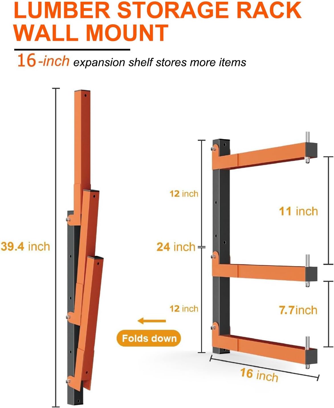 Estante de almacenamiento de madera, soporte de pared para madera, estantes de almacenamiento de madera resistente con sistema de 9 niveles,