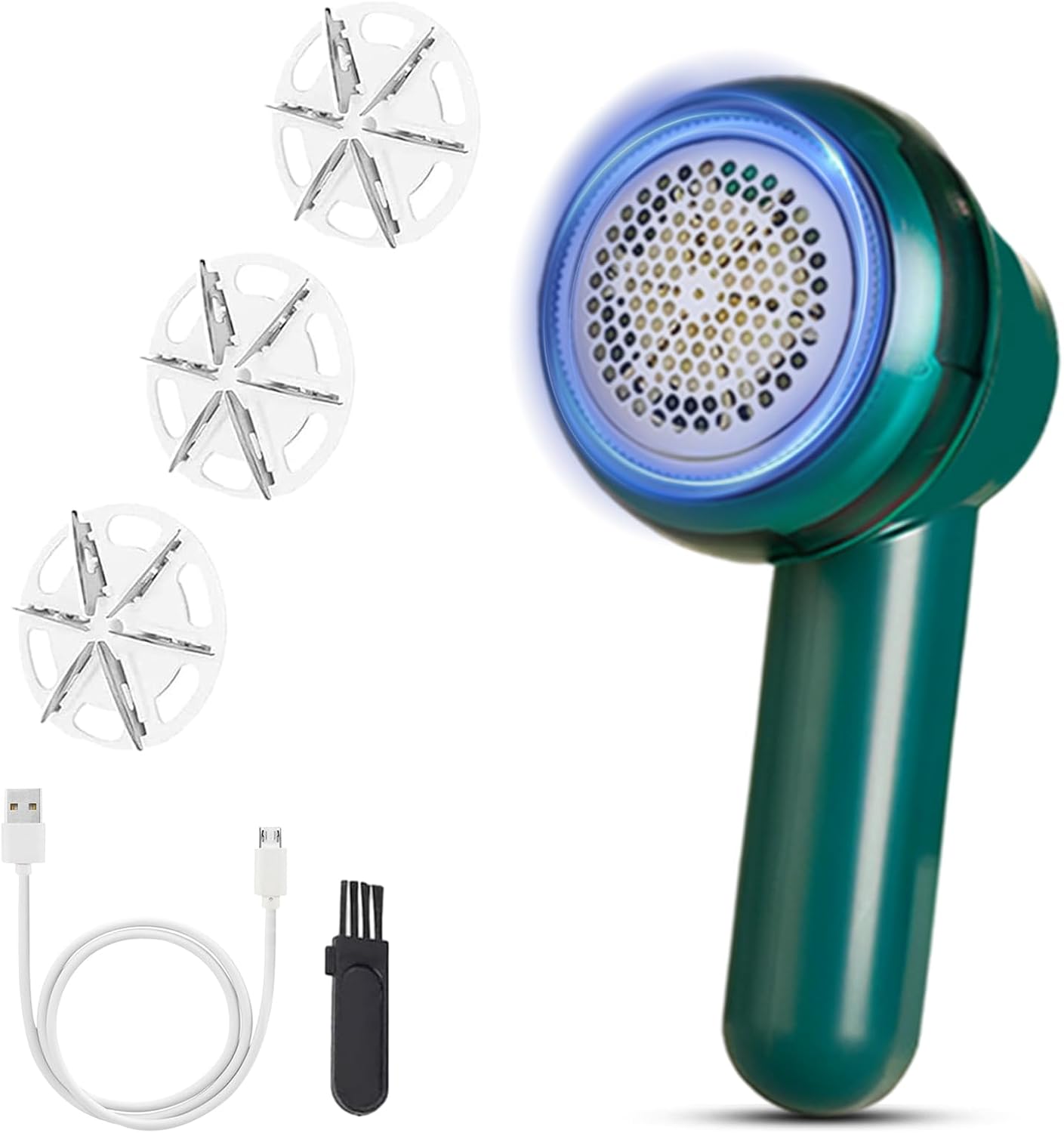 Removedor de pelusa eléctrico recargable, afeitadoras de tela portátiles para ropa, removedor de pelusa con 3 cuchillas de repuesto, elimina