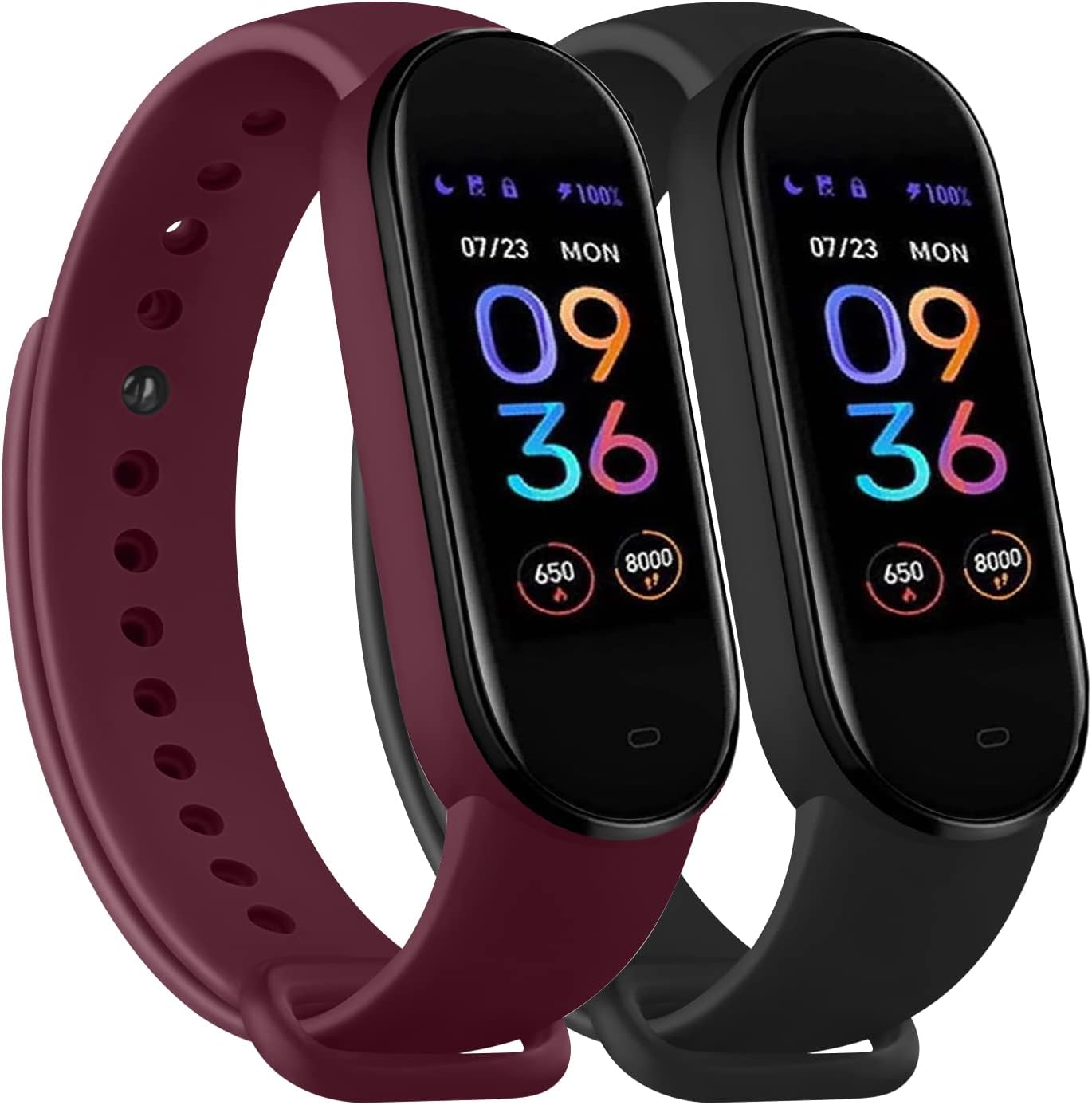 Wanme Bandas para Amazfit Band 5 correas de repuesto para mujeres y hombres, paquete de 2 correas deportivas de silicona compatibles con Amazfit