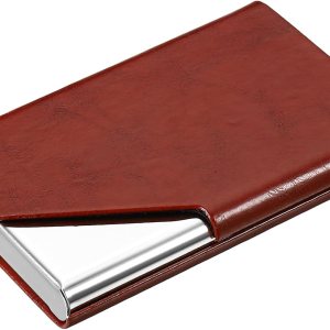 YOKIVE Tarjetero de piel sintética, funda protectora de tarjeta de crédito con nombre, ideal para hombres o mujeres (marrón oscuro, 3.7 x 2.5 YOKIVE Tarjetero de piel sintética, funda protectora de tarjeta de crédito con nombre, ideal para hombres o mujeres (marrón oscuro, 3.7 x 2.5