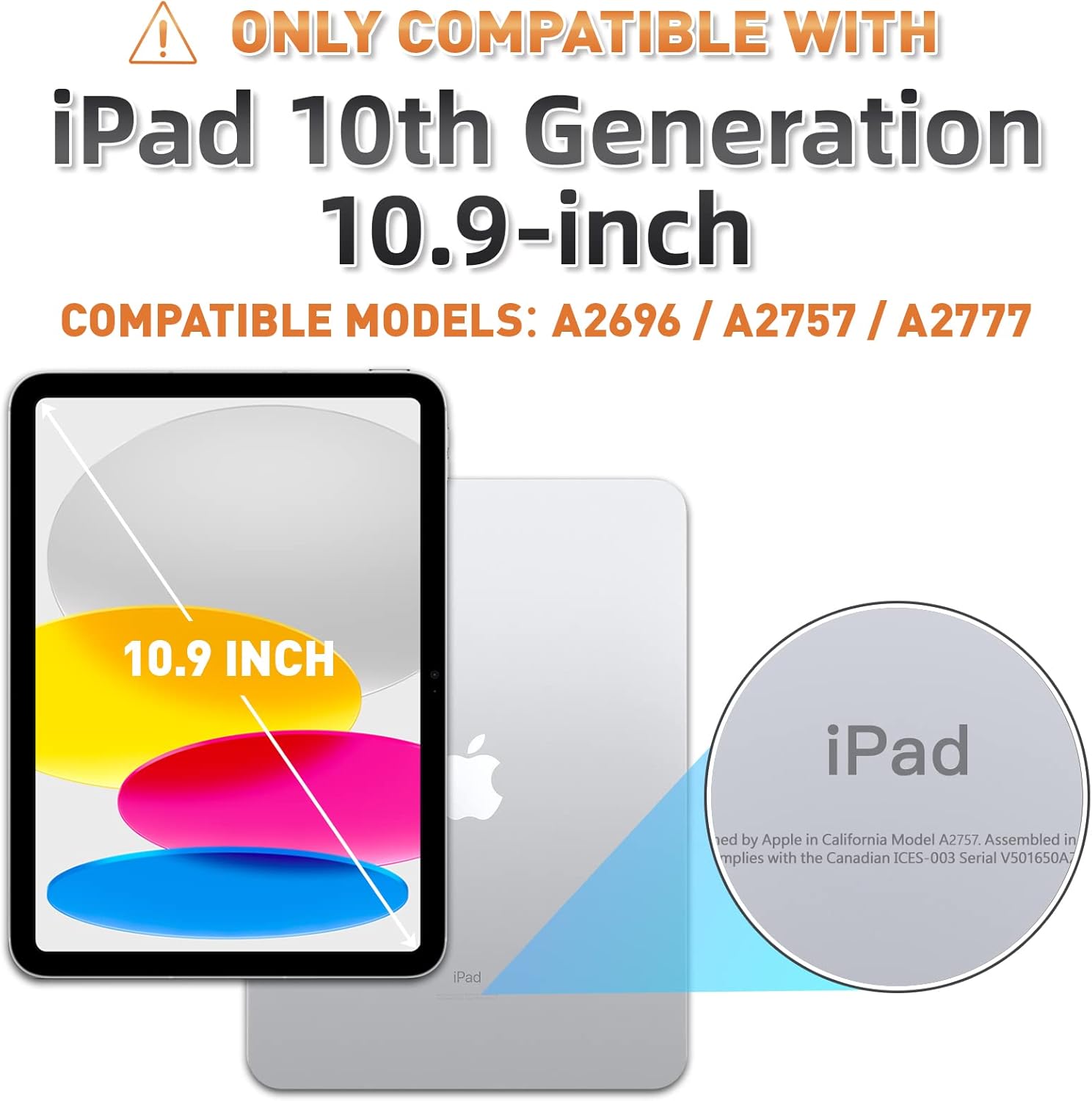 Timecity Funda para iPad de 10 generación, para iPad 10.9 20232022 con protección fuerte, protector de pantalla, correa de mano, correa para el
