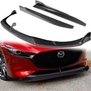 Q1-TECH, 5 piezas de borde delantero + falda lateral Rocker Winglet Canard difusor ala compatible con Mazda 3 Hatchback 2019-2024  modelo 5DR Q1-TECH, 5 piezas de borde delantero + falda lateral Rocker Winglet Canard difusor ala compatible con Mazda 3 Hatchback 2019-2024  modelo 5DR