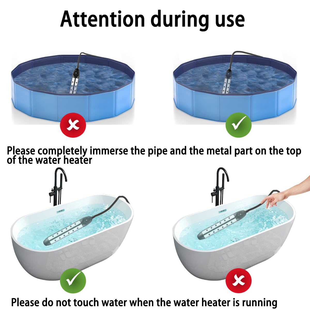 HAIYEATBNB Calentador de agua de inmersión, calentador de cubo eléctrico con control de temperatura ajustable, evita el funcionamiento en seco,