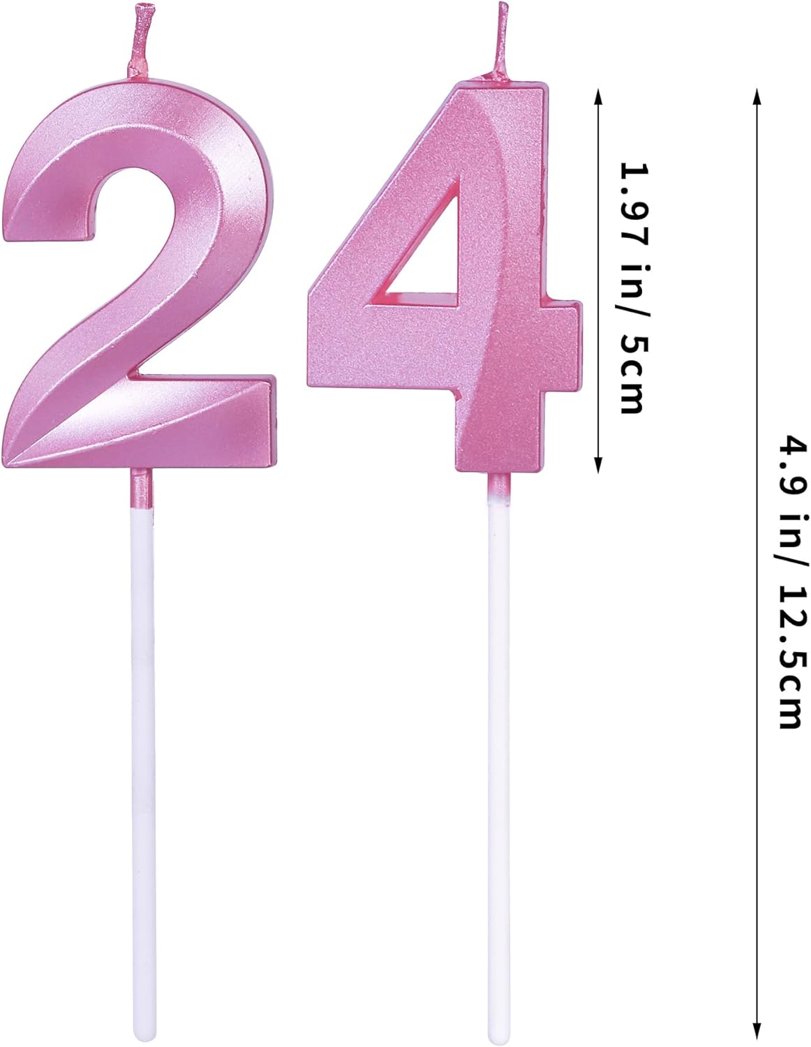 Velas rosadas de cumpleaños 24 y 42 para pasteles, número 24 y 42 para decoración de tartas para fiestas, aniversarios, bodas, celebraciones