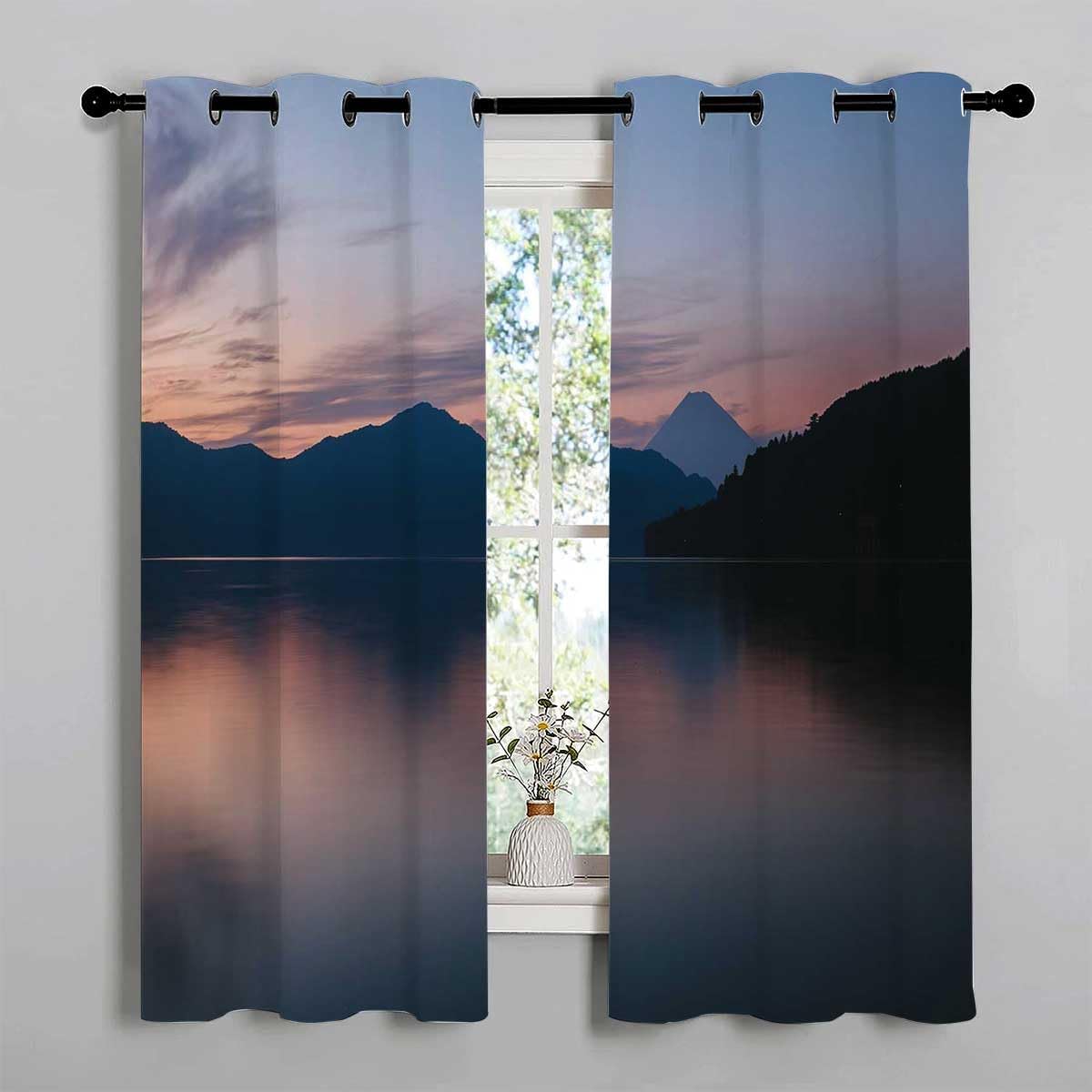 YANFENQI Cortinas para Habitacion Blackout Landscapes Sunset Night Scenery Wall Curtain Cortinas para Separar Cuartos 85Inch Width by 85Inch