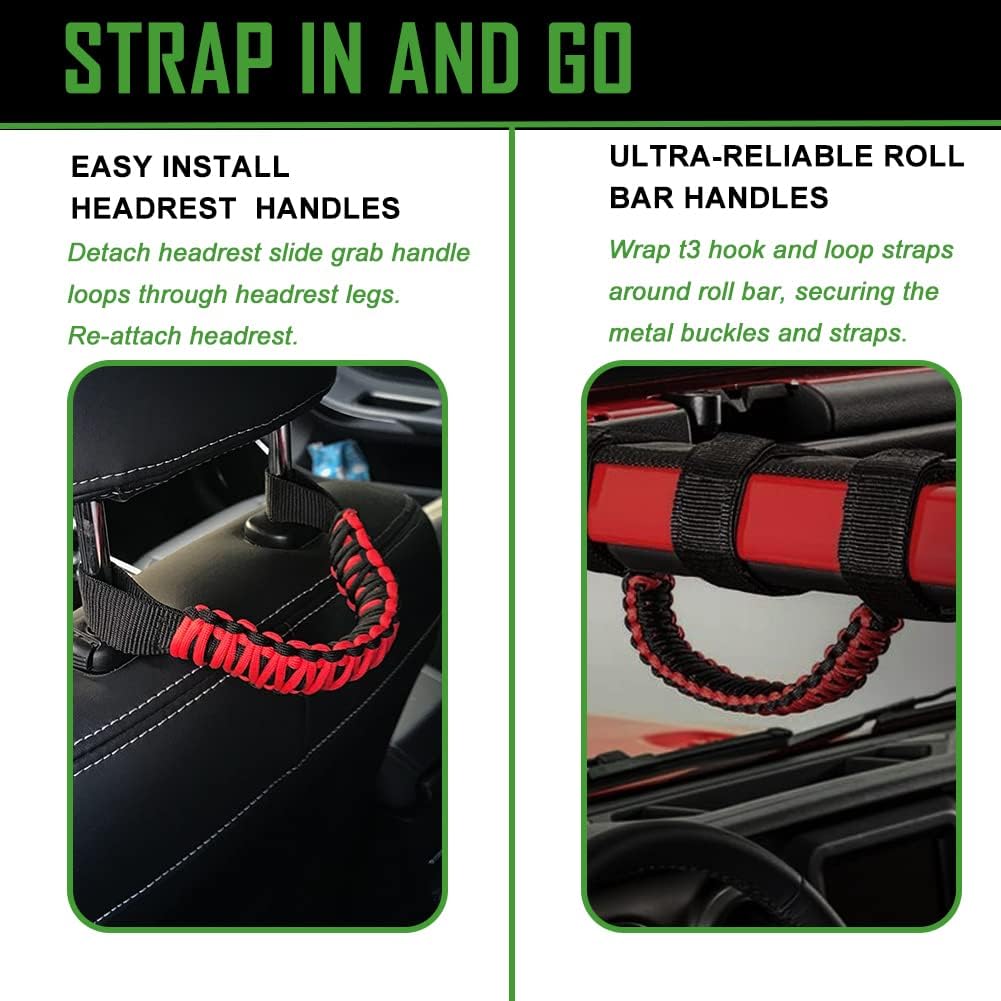 Paquete de 4 hebillas de metal mejoradas para asas de agarre de Jeep, 2 asas de agarre para Jeep Wrangler y 2 asas de asiento trasero para barras