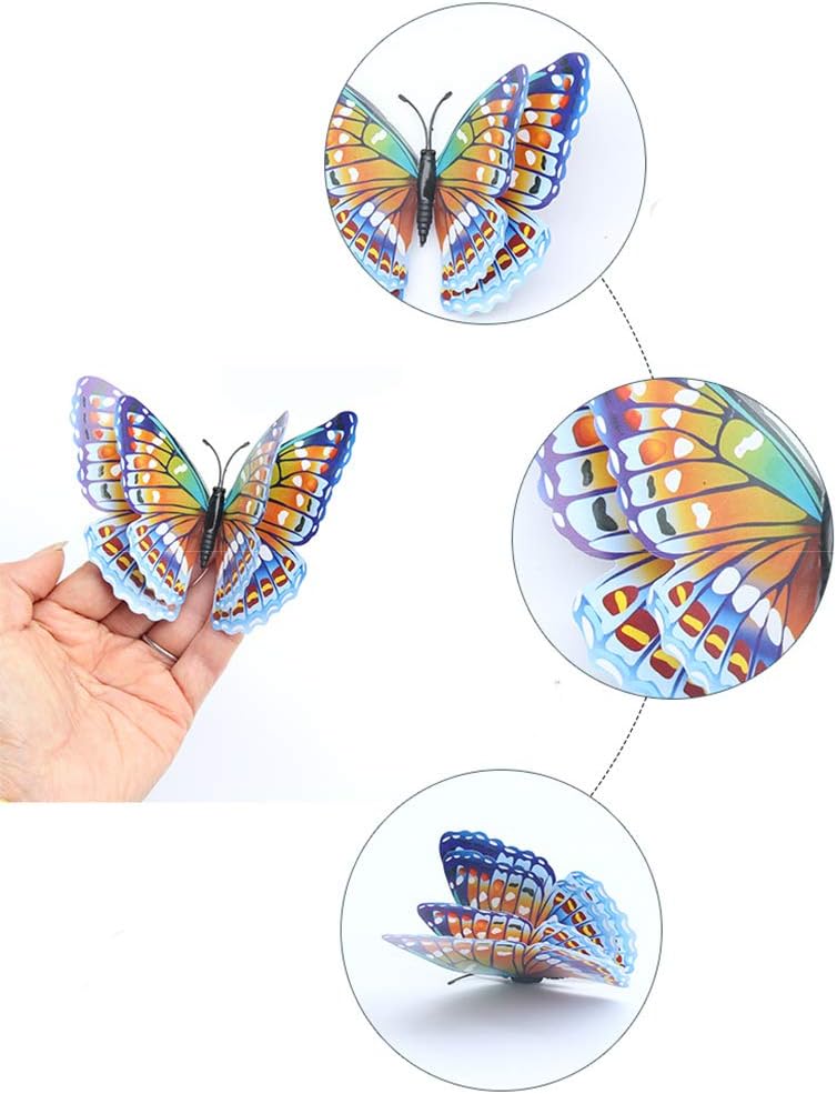FOVSHNG 24 calcomanías de mariposa 3D para decoración de pared, mariposas extraíbles, para niñas, niños, dormitorio y habitación, mural de alas