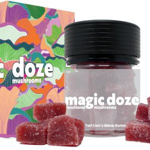 MAGICDOZE Brainfood Gomitas de hongo melena de león, cuerpo fructífero de melena de león de 6000 mg, 20 gomitas veganas por botella MAGICDOZE Brainfood Gomitas de hongo melena de león, cuerpo fructífero de melena de león de 6000 mg, 20 gomitas veganas por botella