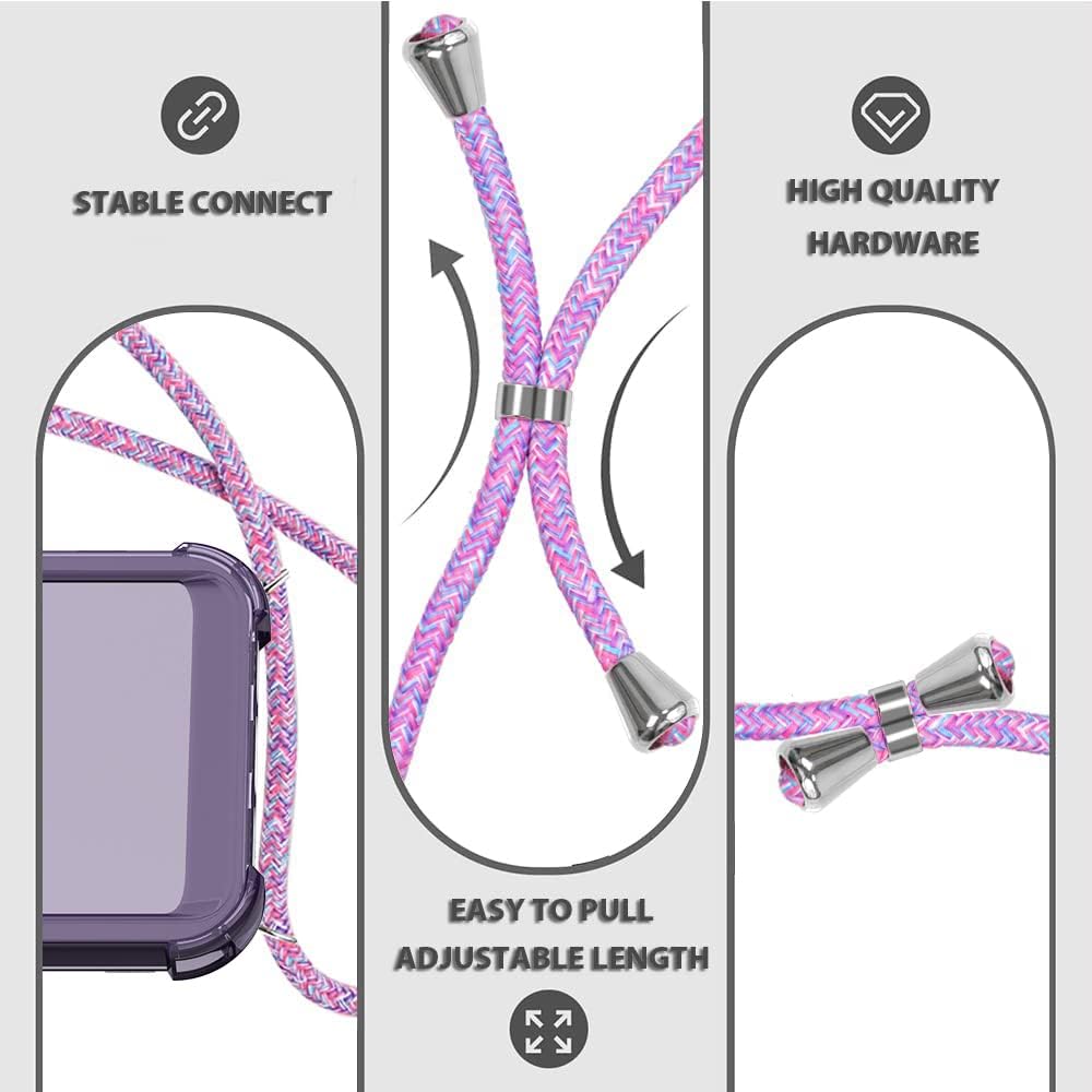 Funda cruzada para iPhone 11 Pro Max, funda para iPhone 11 Pro Max con correa de cordón ajustable, borde de poliuretano termoplástico suave + parte