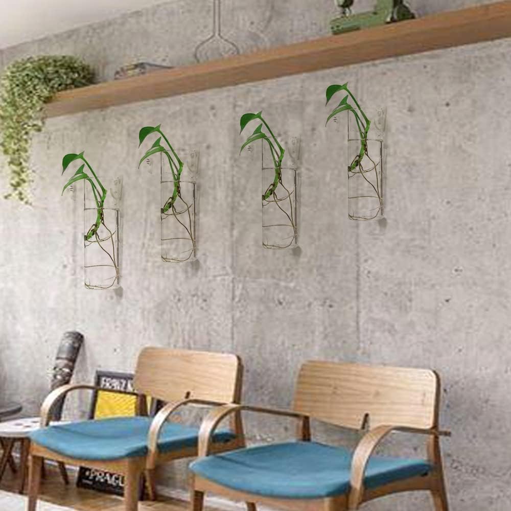 Macetas de pared para plantas de interior, macetas de terrario colgantes de pared, macetas de pared de vidrio para arreglos florales, soporte para