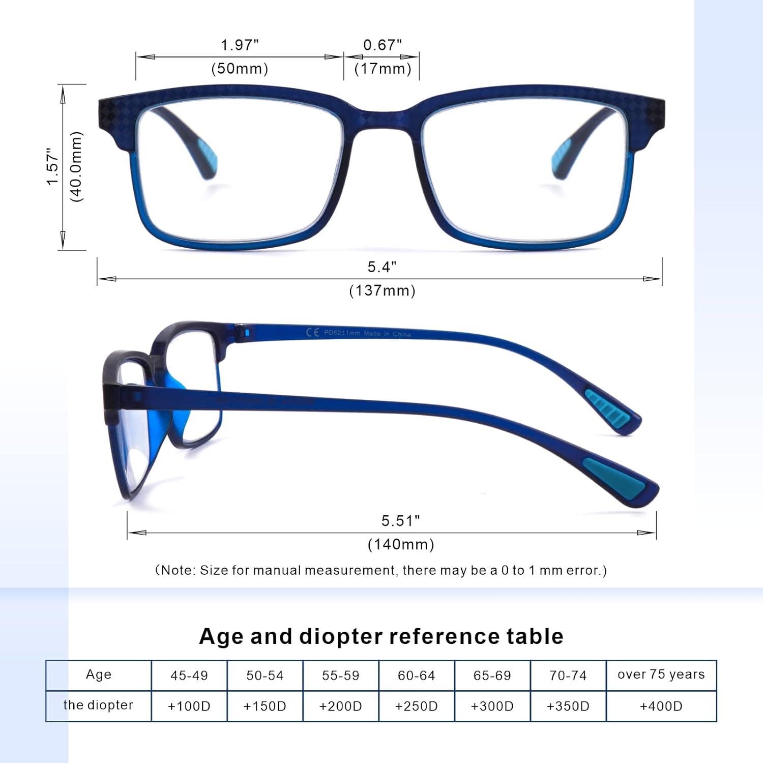 CARA – Paquete de 2 lentes de lectura progresivos multienfoque, marco TR90, flexible, ligero, con bloqueo de luz azul, para lectores de computadora,