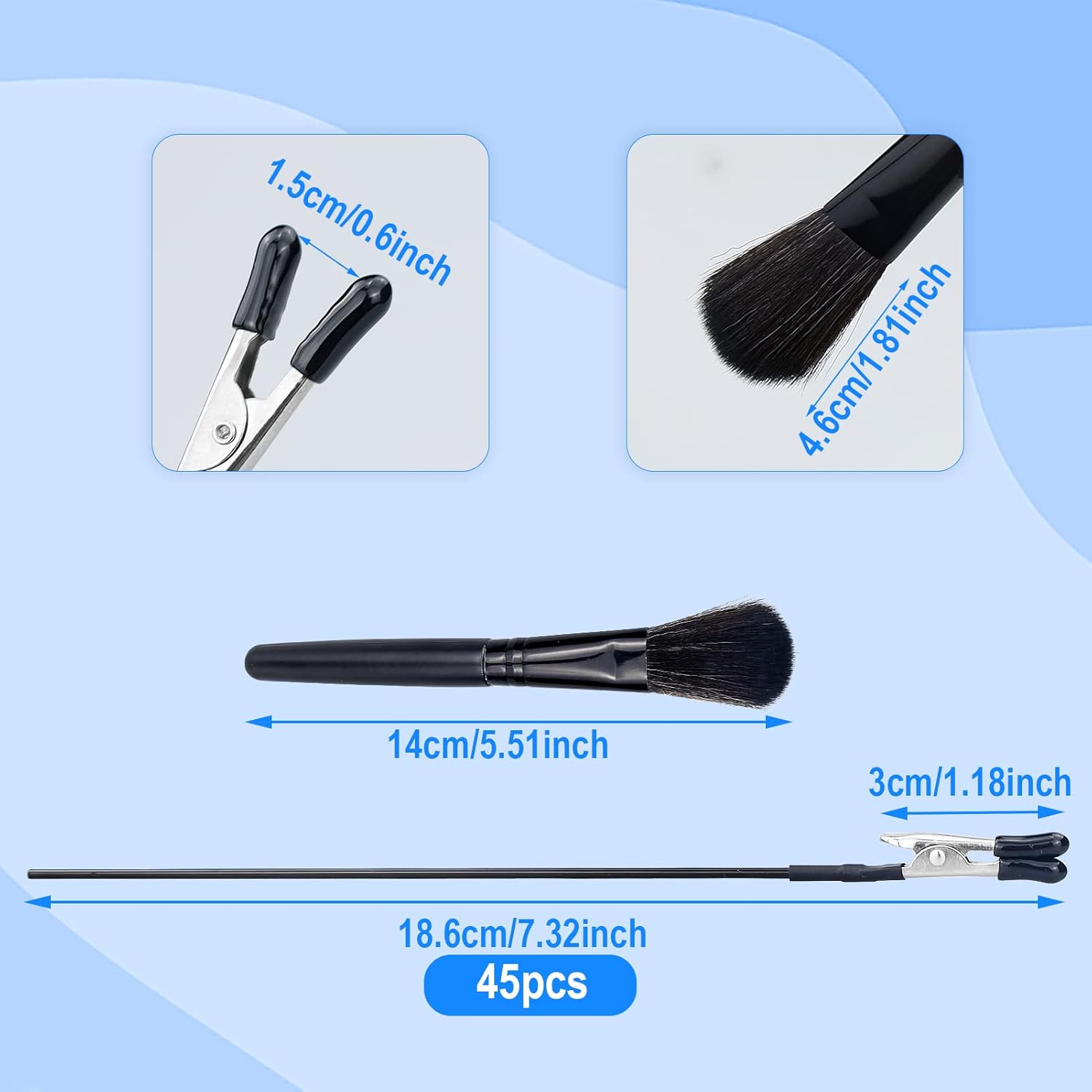 45 barras de clip de cocodrilo (puntas de goma mejoradas) para pintura de modelos y 1 cepillo de limpieza para aerógrafo, rociar, piezas de modelado