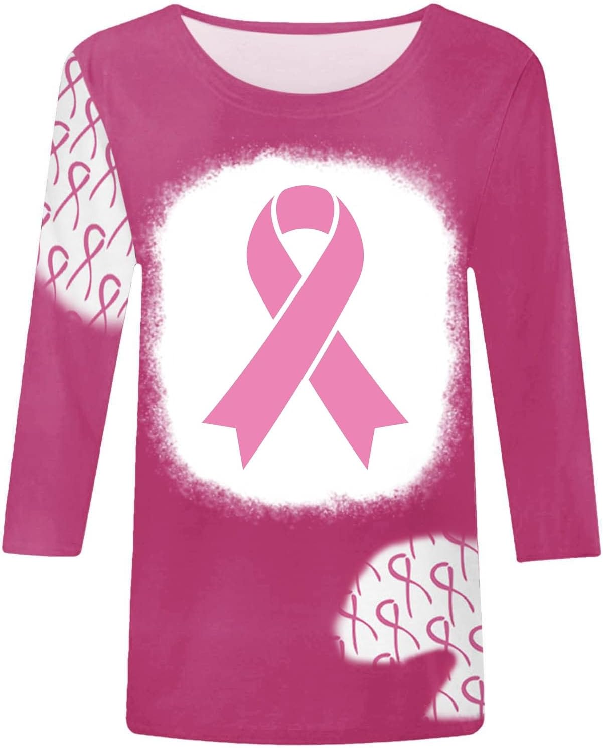 Ceboyel Womens Breast Cancer Awareness Shirts 34 Sleeve Tops Funny Football Ribbon Graphic Tshirts Clothes