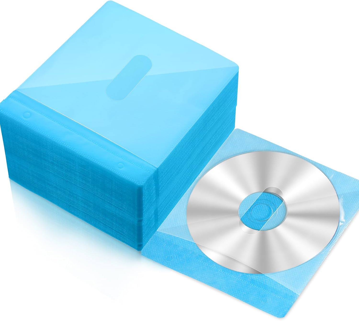 Harloon 200 fundas de disco de plástico de doble cara para carpetas de almacenamiento en blanco, soporte de disco para reemplazo de protección (azul)