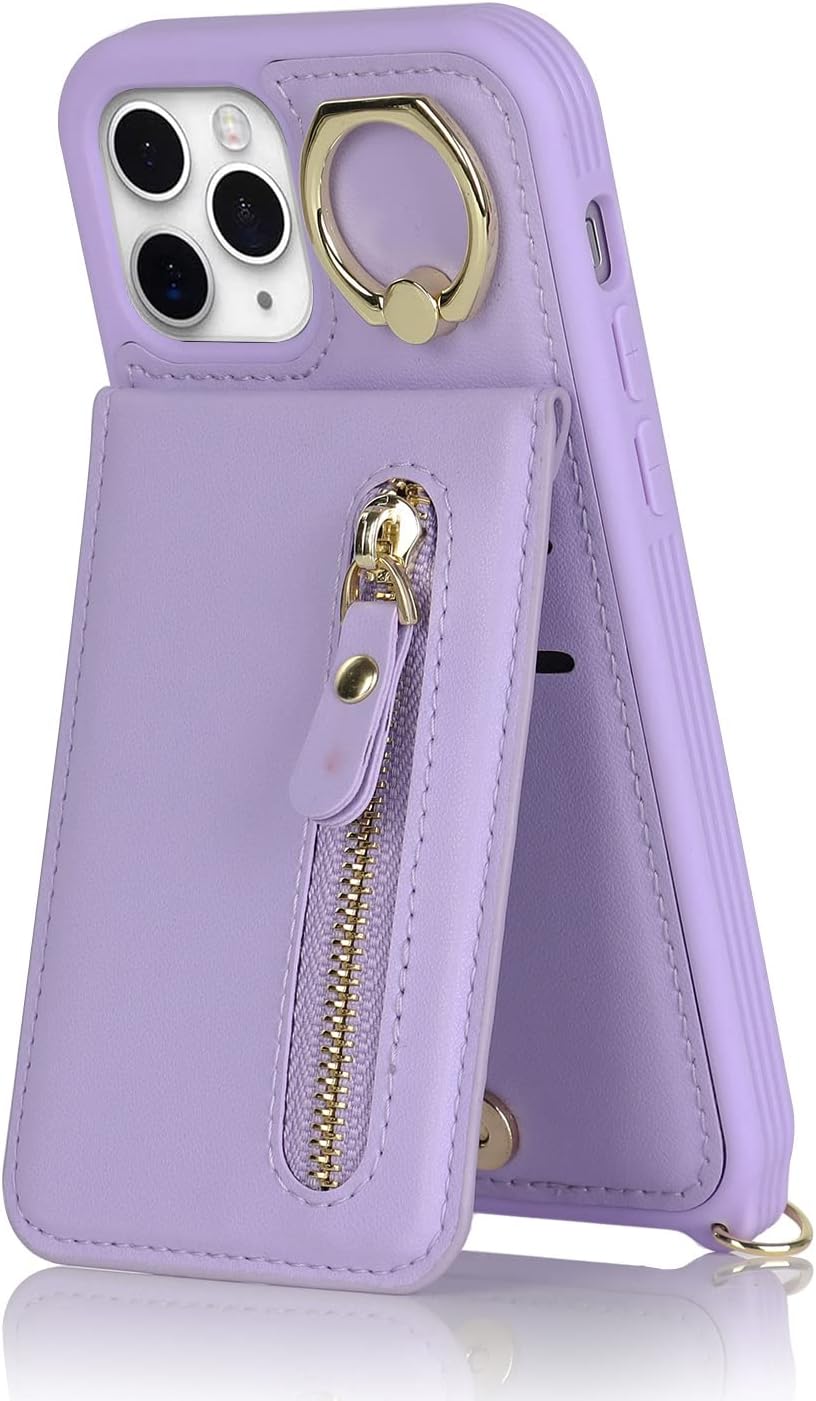 Funda para iPhone 11 Pro Max con tarjetero para mujer, iPhone 11 Pro Max, con correa y ranuras para tarjetas de crédito, cruzado con cremallera y