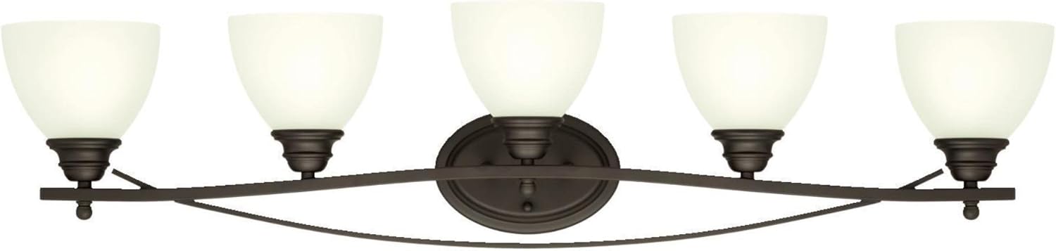 Westinghouse Lighting 6303600 Elvaston – Accesorio de pared interior de cinco luces, acabado de bronce aceitado con vidrio esmerilado, color negro