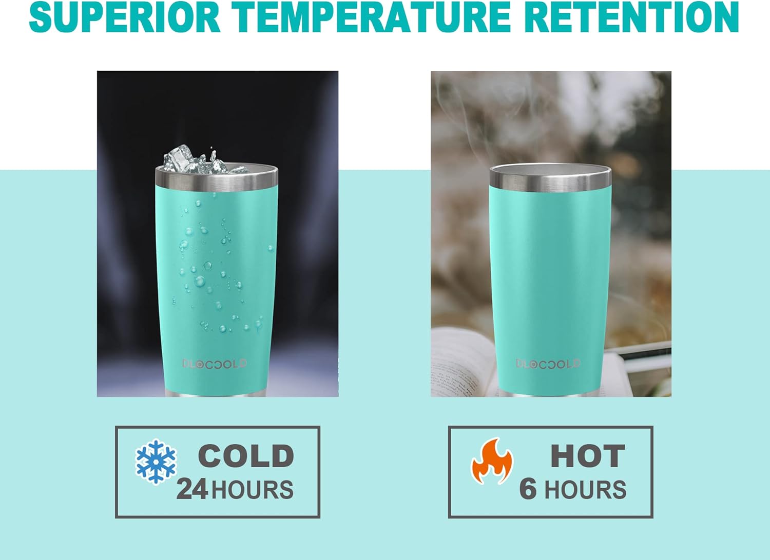 DLOCCOLD – Vaso de acero inoxidable con aislamiento térmico de doble pared al vacío, de 20 o 30 onzas, taza de viaje con tapa y popote