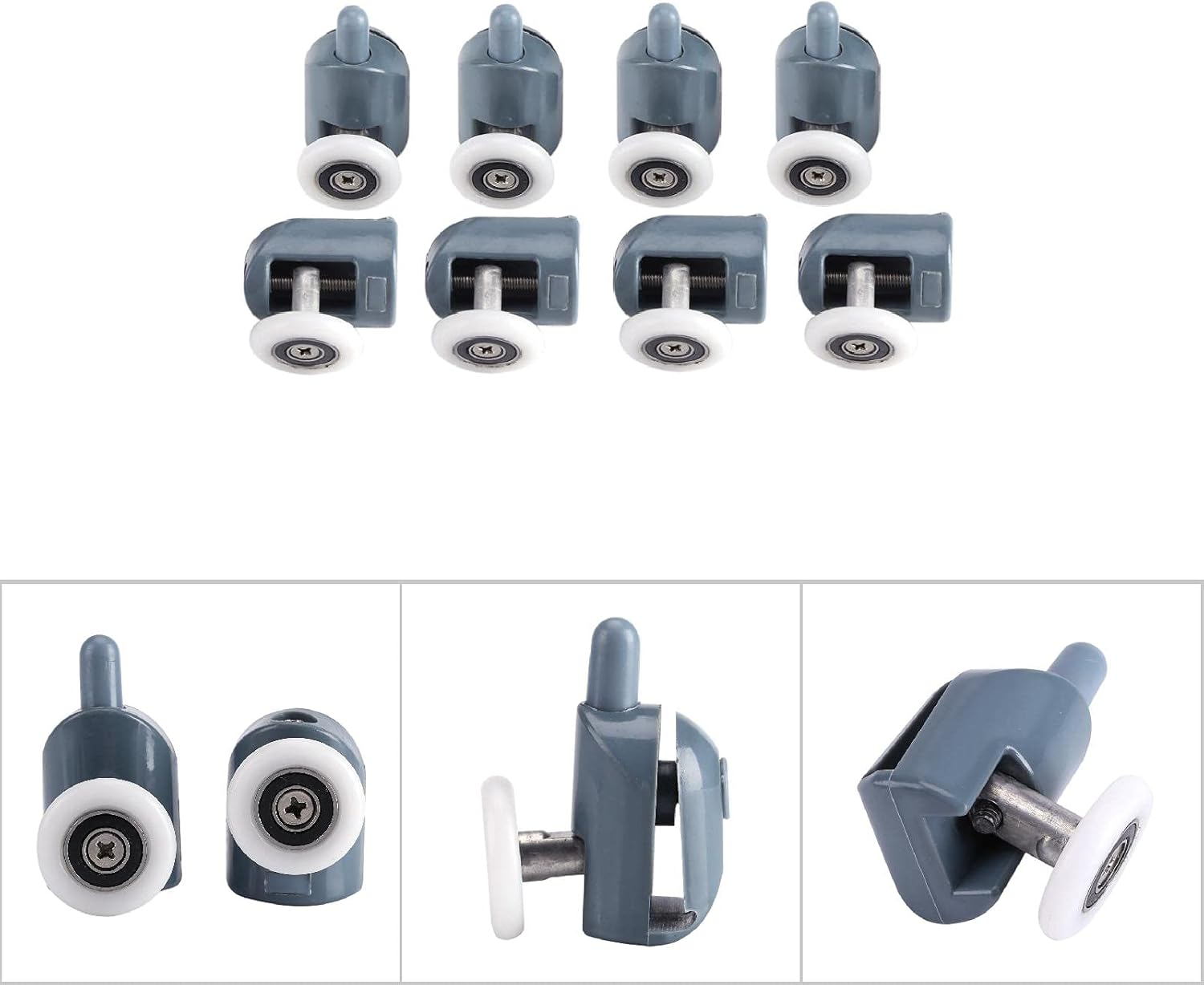 TOPINCN – Rodillos para puerta de ducha, doble inferior, poleas superiores, corredores, kit de repuesto para baño, 8 unidades (rueda individual)