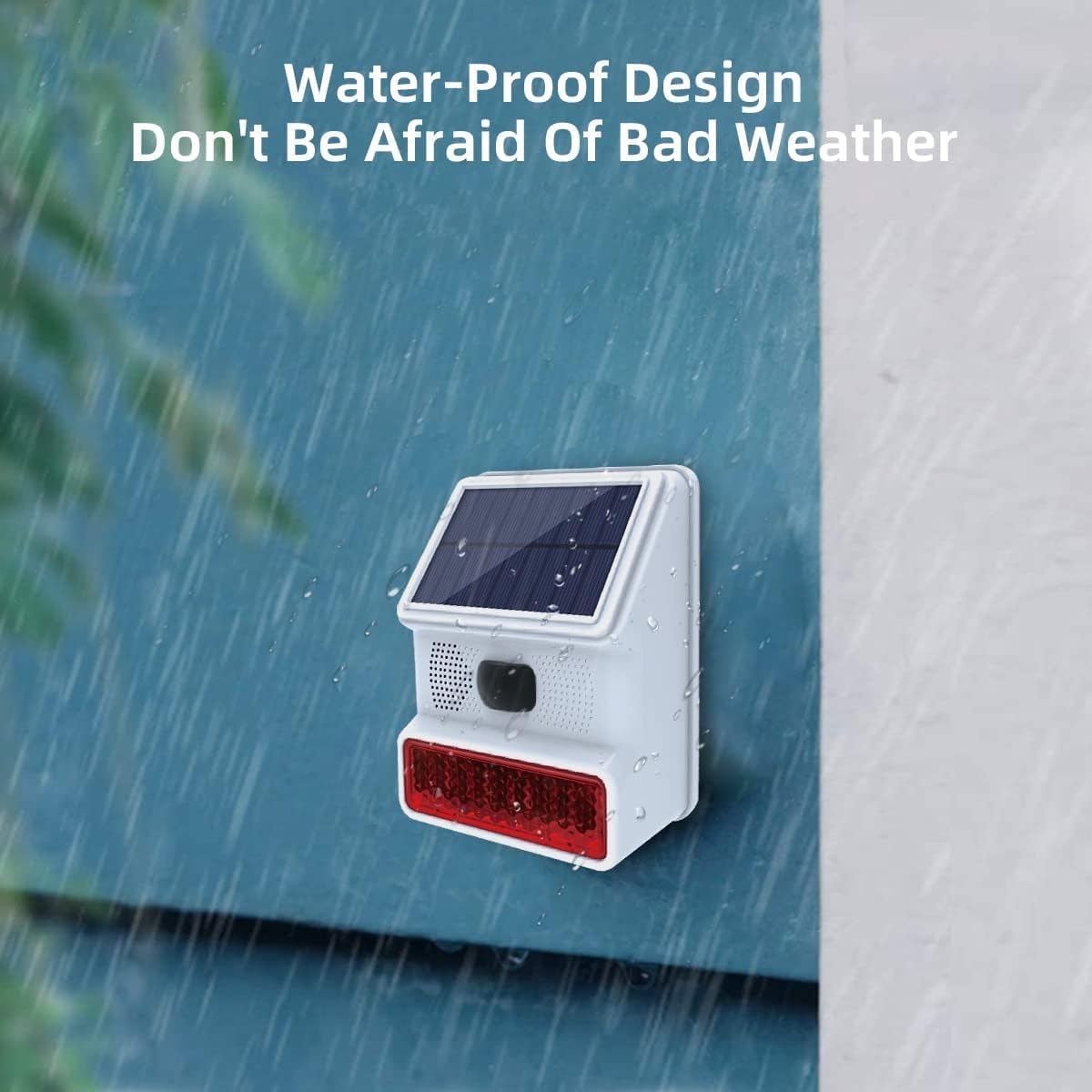 Sirena de alarma, sirena inalámbrica para exteriores de 433 MHz, sirena solar al aire libre con función de luz intermitente LED, soporte de alarma