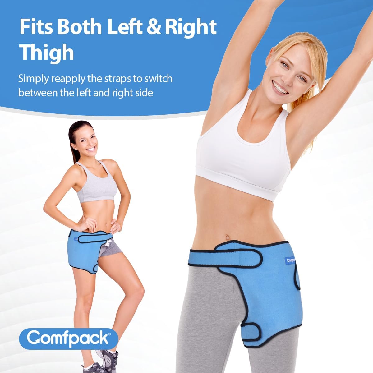 Envoltura de hielo de cadera después de la cirugía, soporte de compresión reutilizable con gel caliente y frío para lesiones, bursitis de cadera,