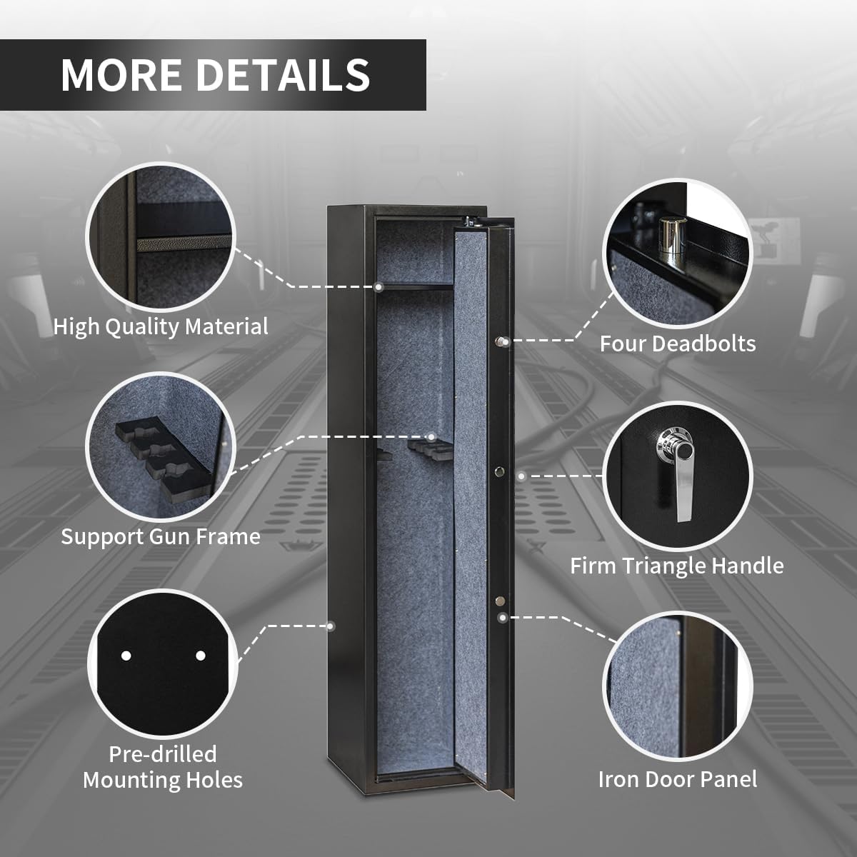 xhlokk Rifle Gun Safes for Home, Quick Access 5-6 Gun Storage Cabinet for Rifles Shotguns and Pistols, Heavy Duty Anti-Theft Gun Safes Cabinets,