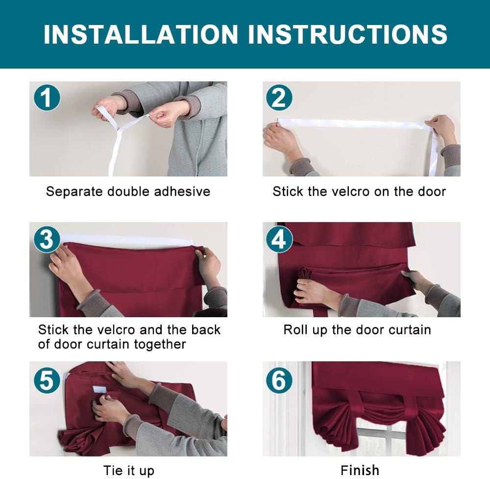 Turquoize – Cortinas para puerta de ventana con aislamiento térmico, cortina opaca para puerta francesa, bolsillo para cortinero, 26×68 pulgadas