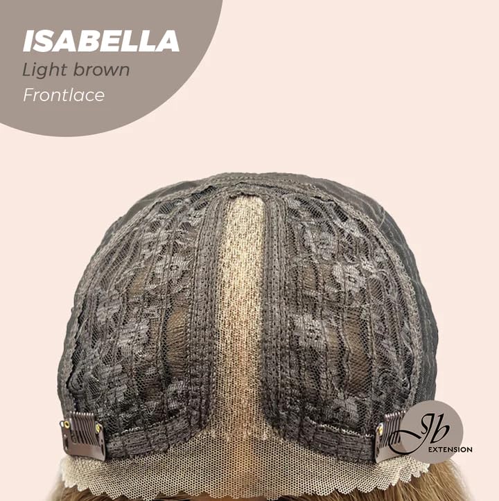 ISABELLA – Peluca de encaje frontal precortada con flequillo lateral, pelucas largas y rizadas para mujer, pelucas sintéticas naturales para uso