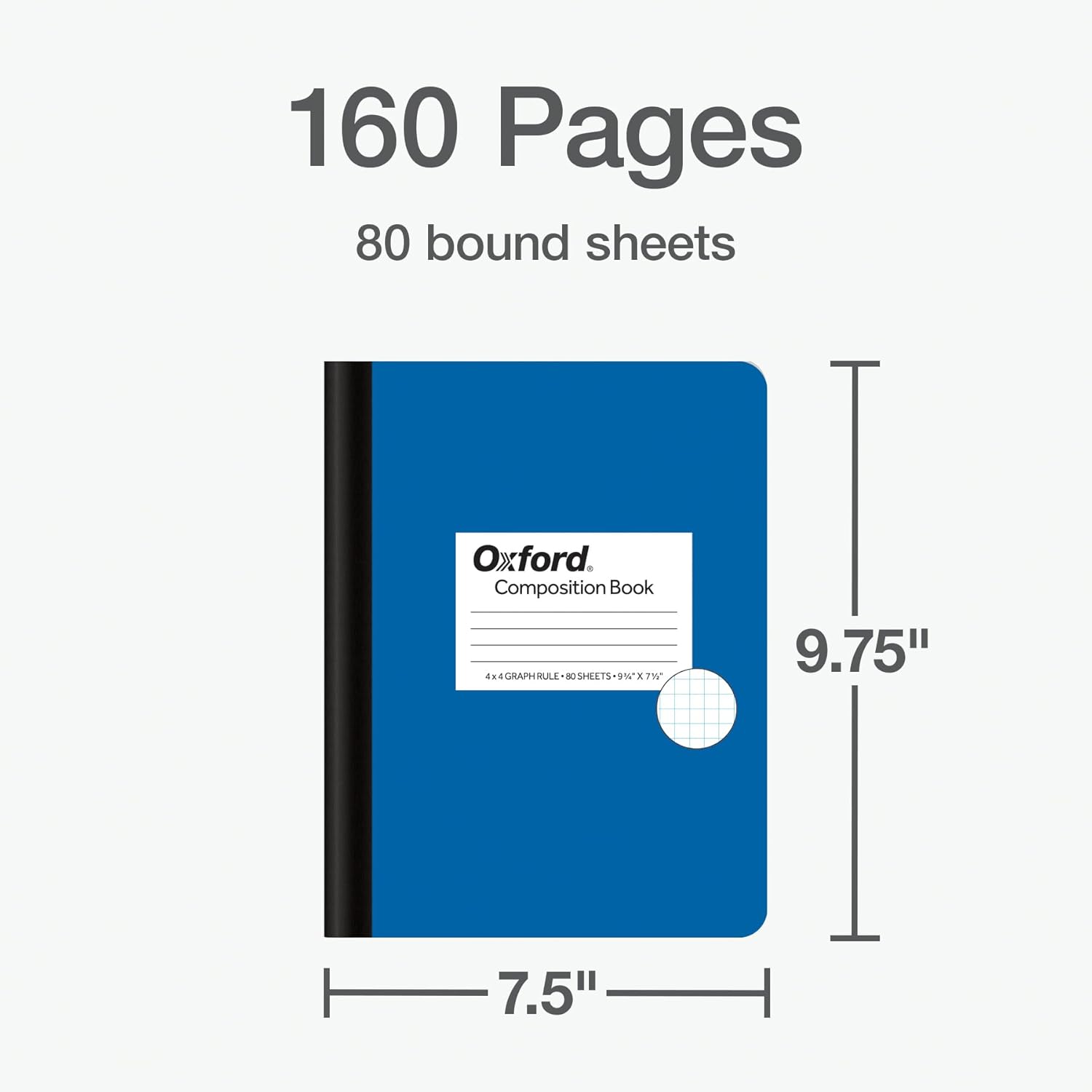 Oxford Composition – Cuaderno de 12 unidades, 4 x 4, papel a rayas, 7.5 x 9.75 pulgadas, 80 hojas, cubiertas de colores surtidos verde, morado,