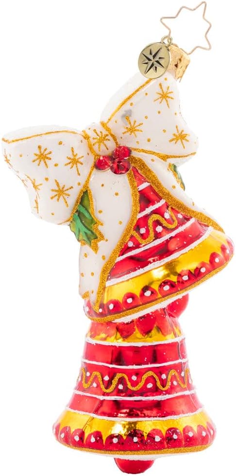 Christopher Radko Adorno decorativo de cristal europeo hecho a mano, campanas de Navidad clásicas