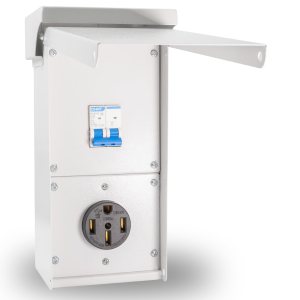 Toma de corriente RV de 50 amperios con disyuntor, receptáculo de exterior con cerradura para RV con carcasa impermeable NEMA-3R, NEMA 14-50R, Toma de corriente RV de 50 amperios con disyuntor, receptáculo de exterior con cerradura para RV con carcasa impermeable NEMA-3R, NEMA 14-50R,