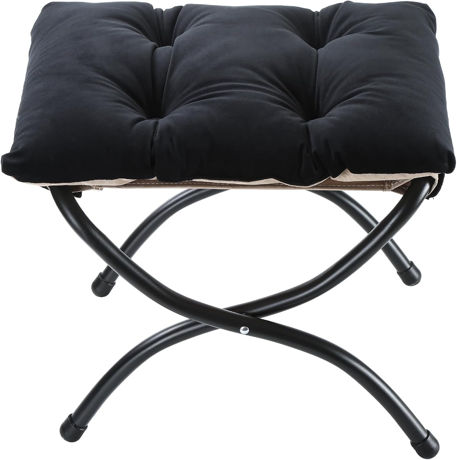 Taburete plegable de 15 pulgadas, reposapiés de acento pequeño, elegante otomana plegable con marco de metal, reposapiés plegable tapizado Morden
