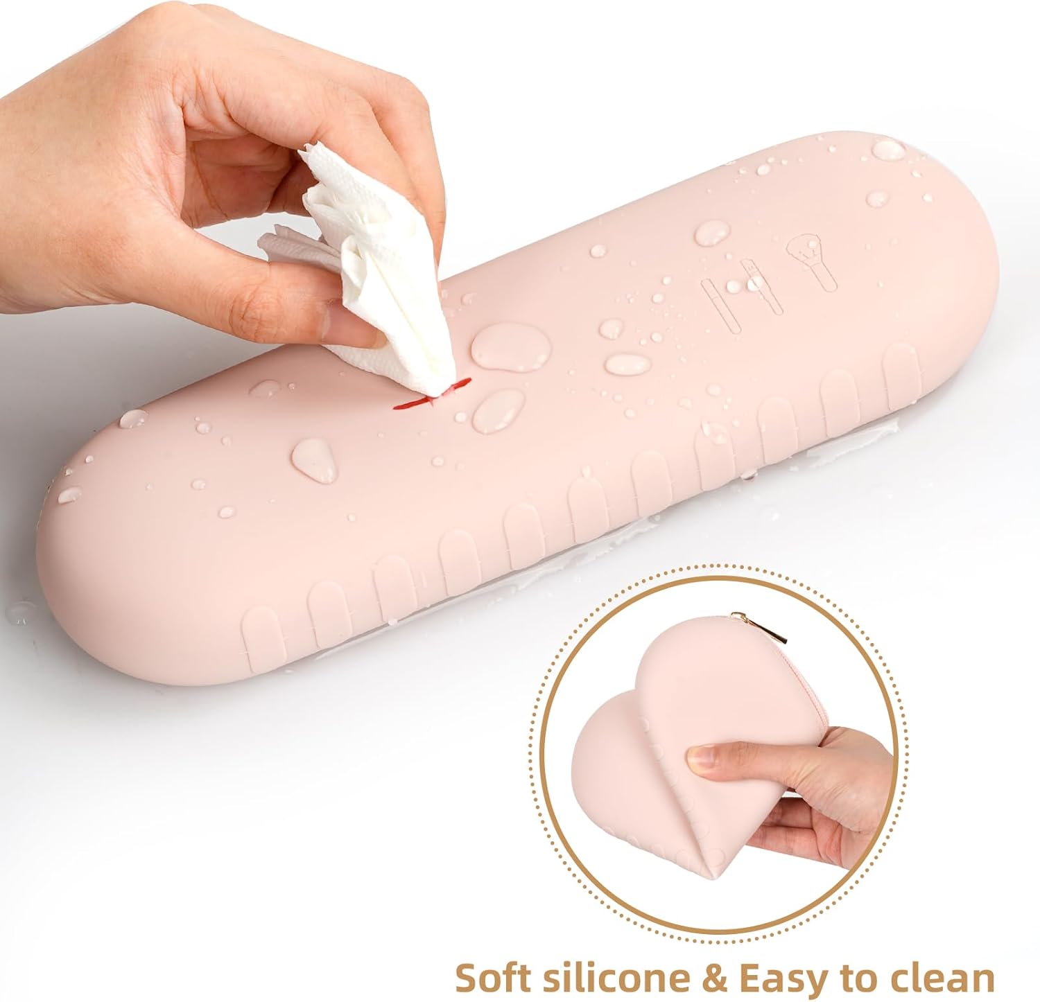 Organizador de estuche para licuadora, estuche de esponja de silicona, organizador de brochas de maquillaje con soporte para esponja de maquillaje,