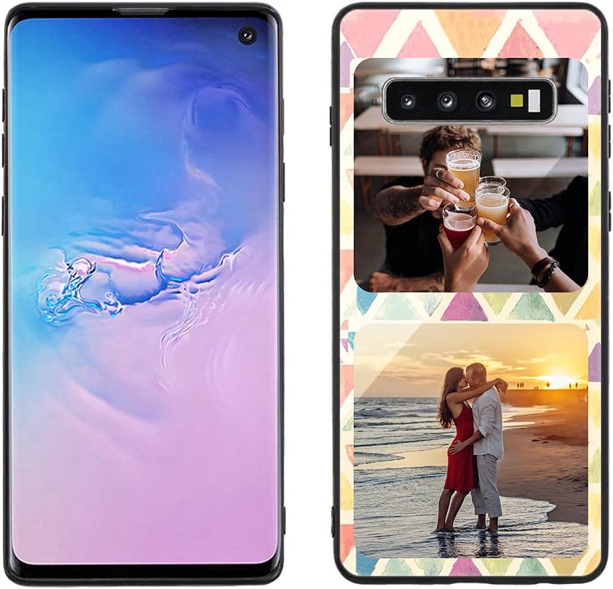 Funda personalizada para Samsung Galaxy S10+ S10 Plus, funda personalizada personalizada de vidrio templado antiarañazos de TPU suave con collage de