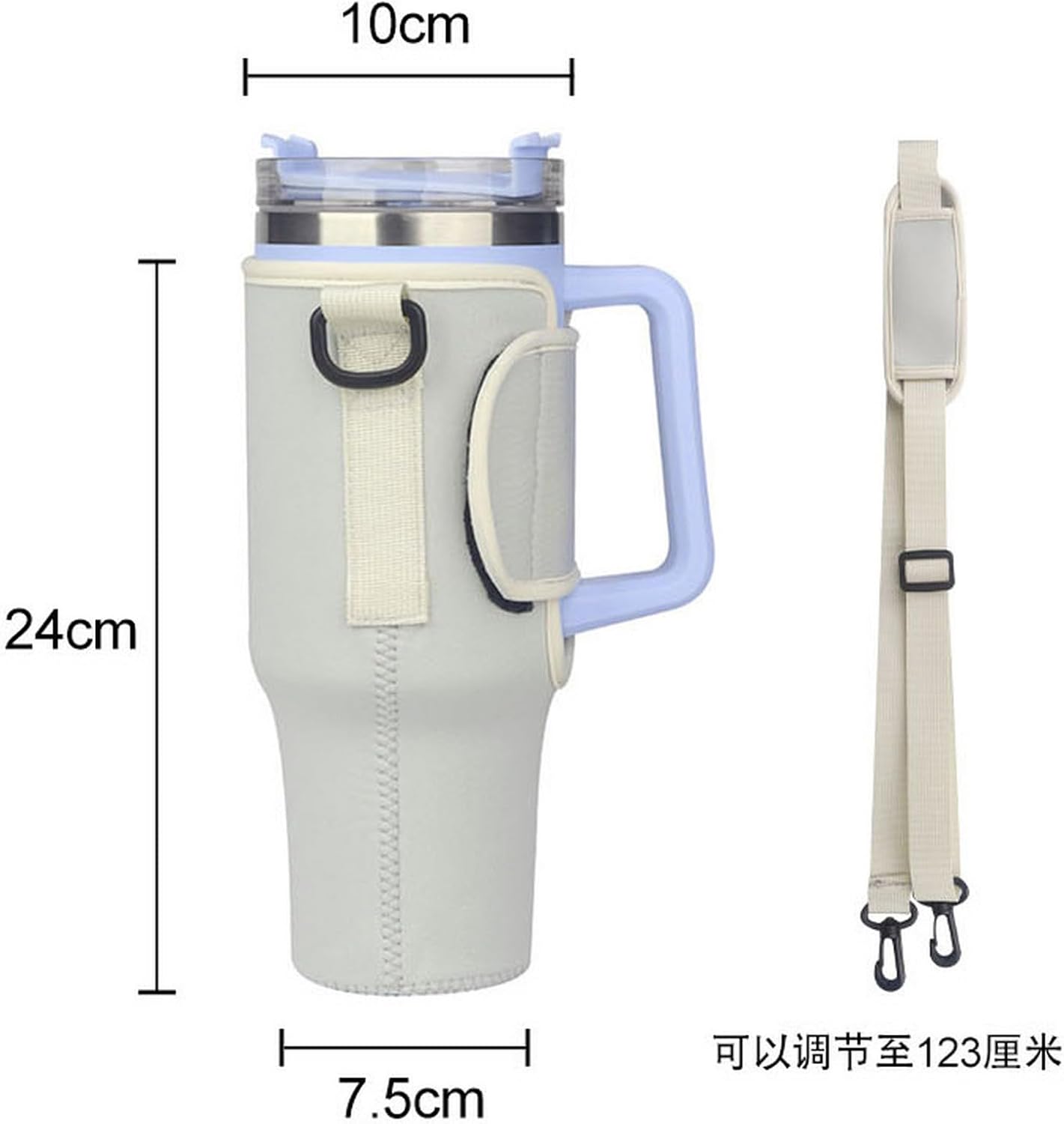 Funda para vaso de 40 onzas con correa L, funda protectora reutilizable para taza de acero inoxidable, accesorios para copa Stanley para caminar y