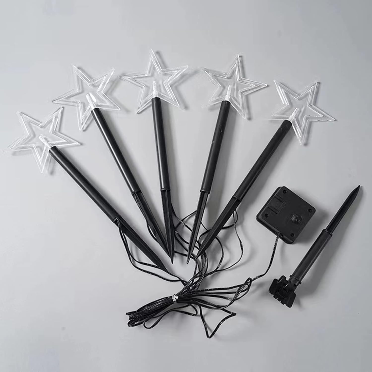 Rehenbsem Luces solares de Navidad para exteriores, 5 luces de estaca impermeables de ahorro de energía, 2 modos de iluminación, decoración de