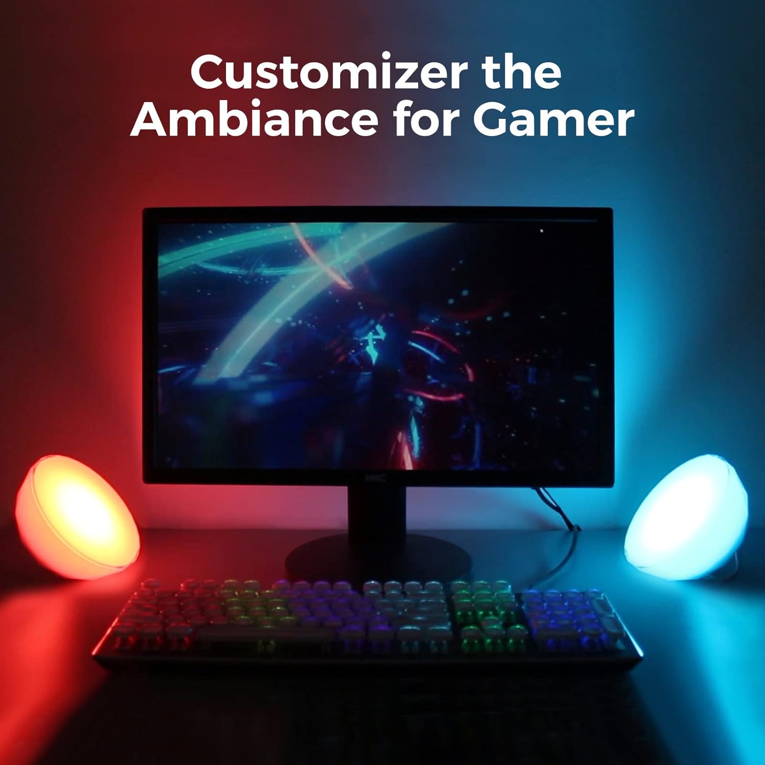 Lámpara LED de estado de ánimo, luz ambiental, regulable RGB que cambia de color, decoración de iluminación nocturna para visualización de imágenes,