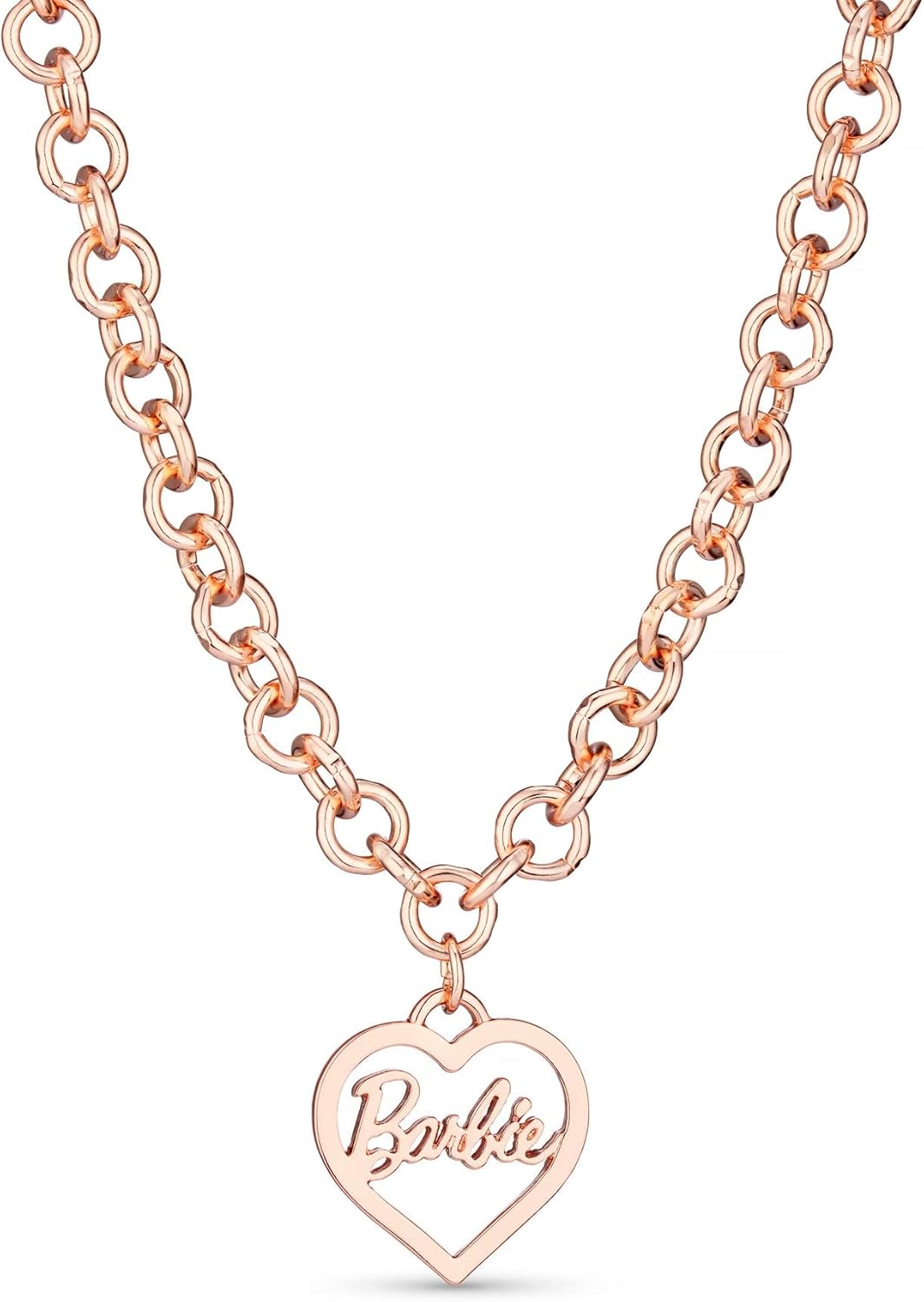 Barbie Collar de corazón de eslabones redondos, Zinc, No es una piedra preciosa