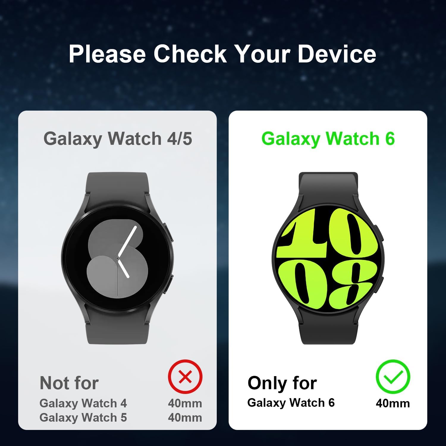 Paquete de 5+5 fundas protectoras de pantalla para Galaxy Watch 6 de 1.575 pulgadas, cubierta protectora de policarbonato duro con vidrio templado