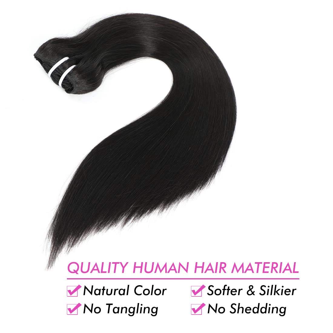 Extensiones de cabello humano largo y liso con clip para mujeres negras, 26 pulgadas, cabello humano real negro natural 1B# 1B#, clip liso y sedoso,