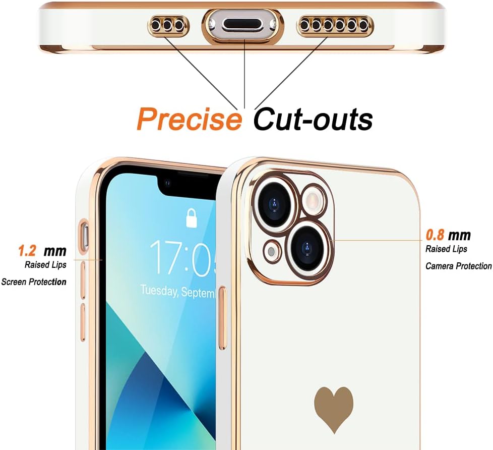 Teageo Funda de iPhone 13 Pro, mujer y niña, corazón bonito, chapado brillante, cubierta trasera suave negra, protección completa de cámara,