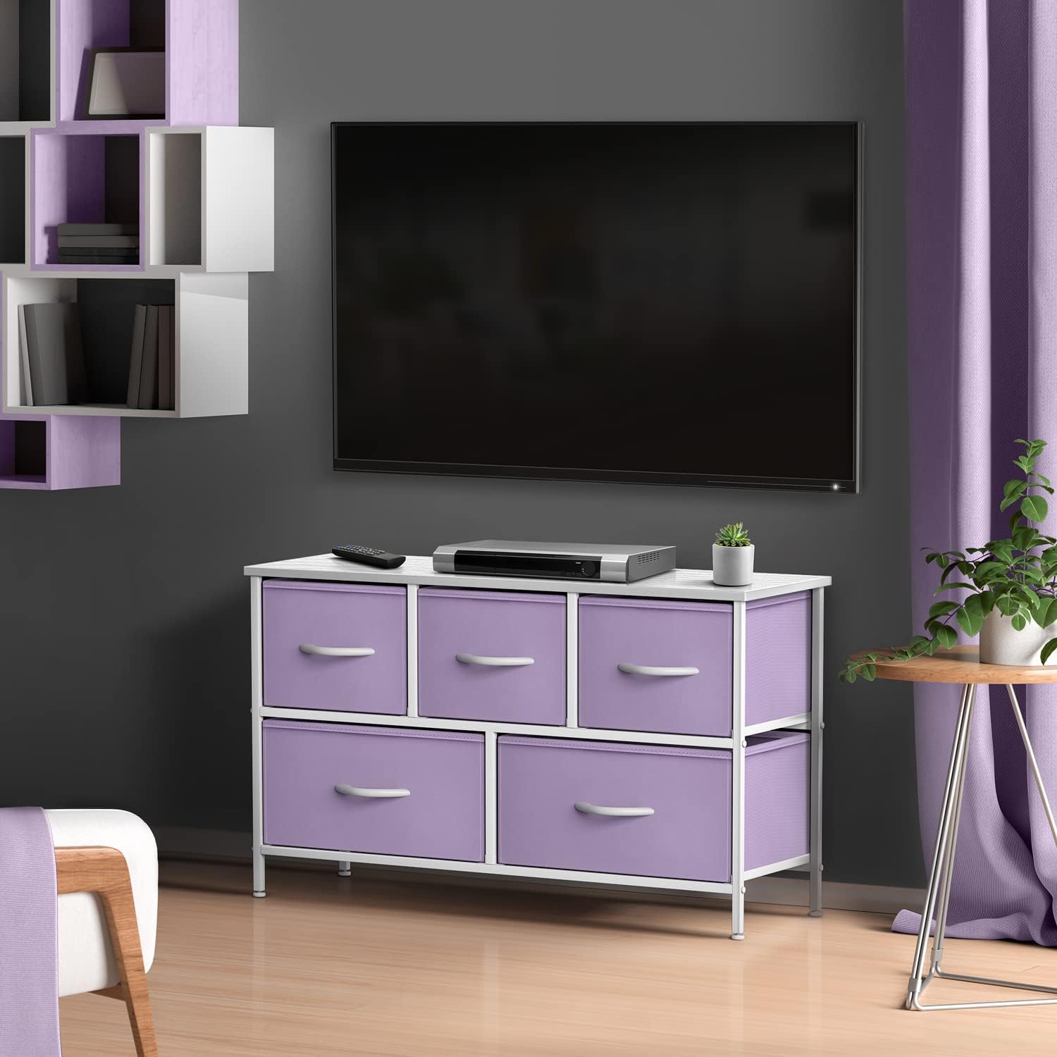 Sorbus Cómoda para niños con 12 cajones y soporte de TV de 5 cajones, juego de muebles a juego, cofres organizadores de unidad de almacenamiento