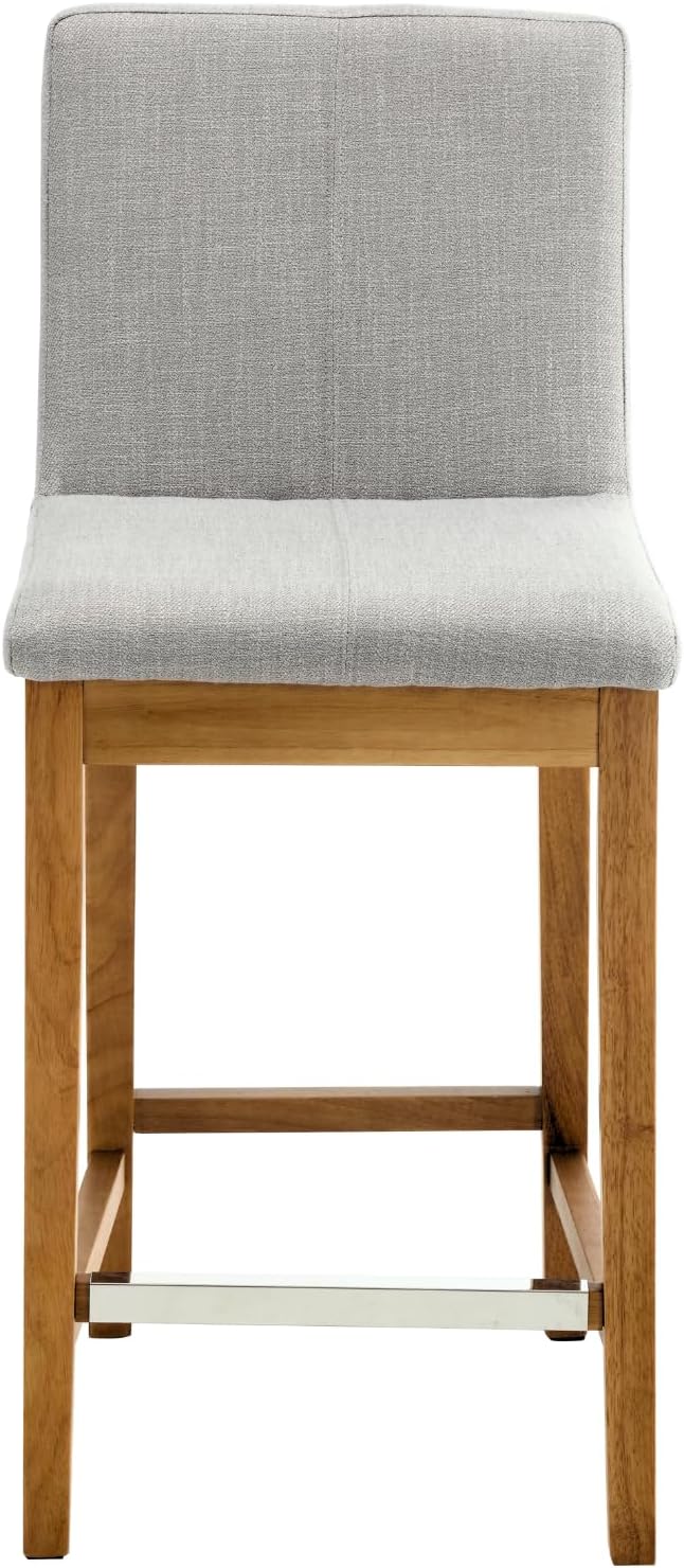 DM Furniture Taburete de mostrador para isla de cocina, juego de 2 taburetes de bar tapizados de tela de lino con respaldo de 26 pulgadas, taburetes
