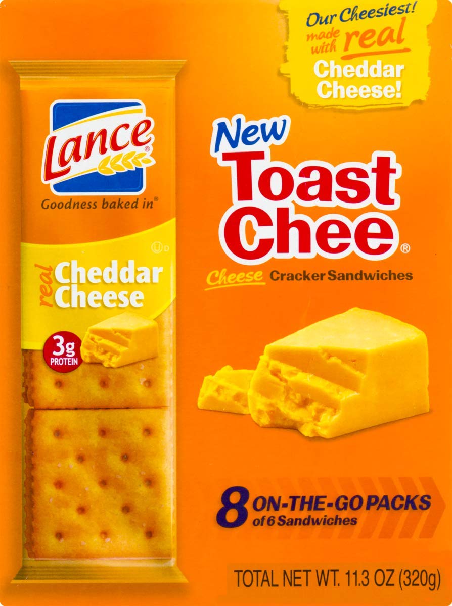 Lance Toasty, ToastChee, queso crema y cebollino o miel mantequilla de maní, seis paquetes (queso tostado)