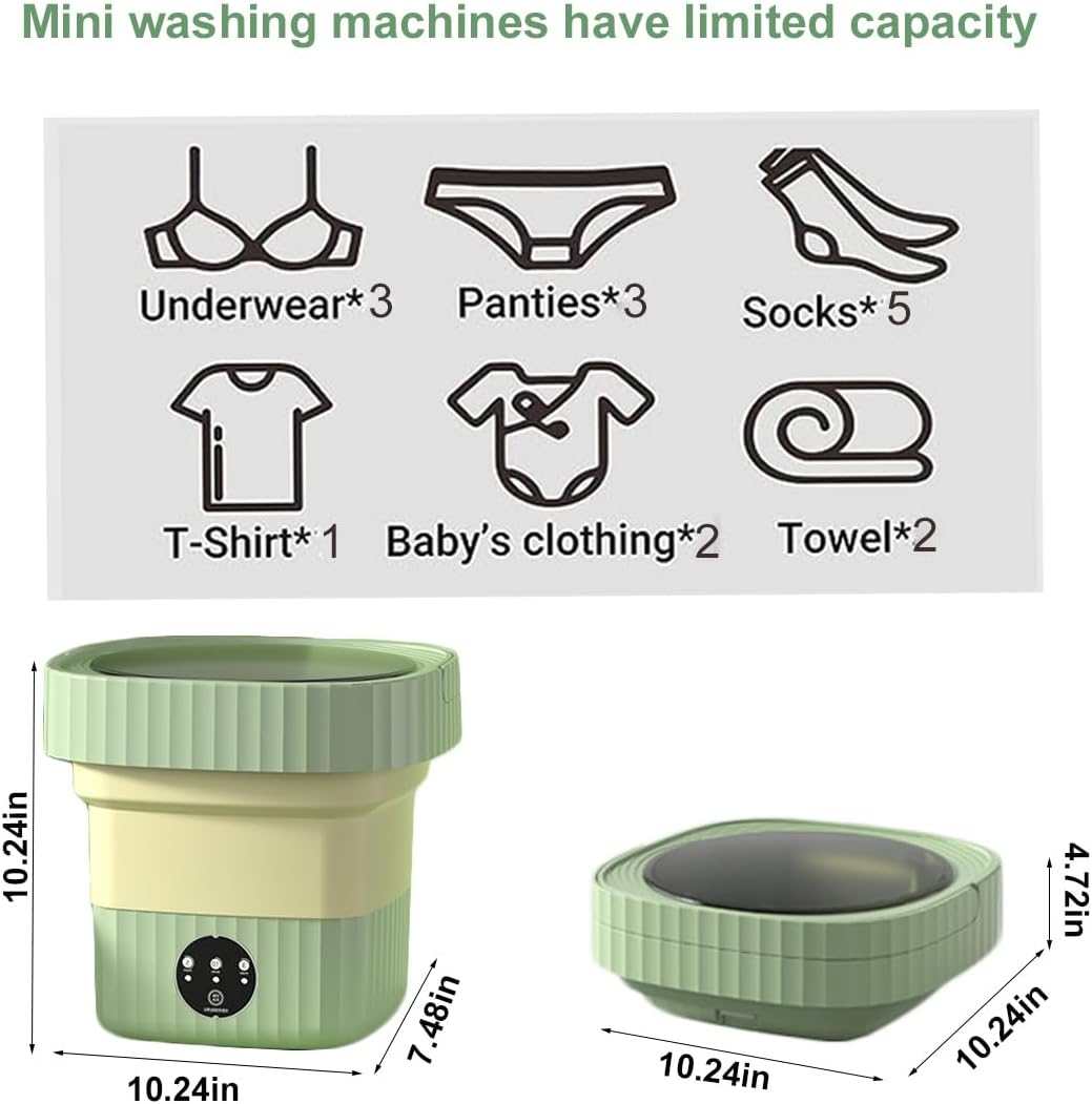 Lavadora portátil, mini lavadora plegable, pequeña lavadora para ropa interior, ropa de bebé o artículos pequeños, adecuada para apartamentos,