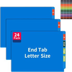 24 carpetas de archivos con pestaña final, carpetas de archivos de pestañas completas, carpetas médicas cortadas con etiquetas de colores, tamaño 24 carpetas de archivos con pestaña final, carpetas de archivos de pestañas completas, carpetas médicas cortadas con etiquetas de colores, tamaño
